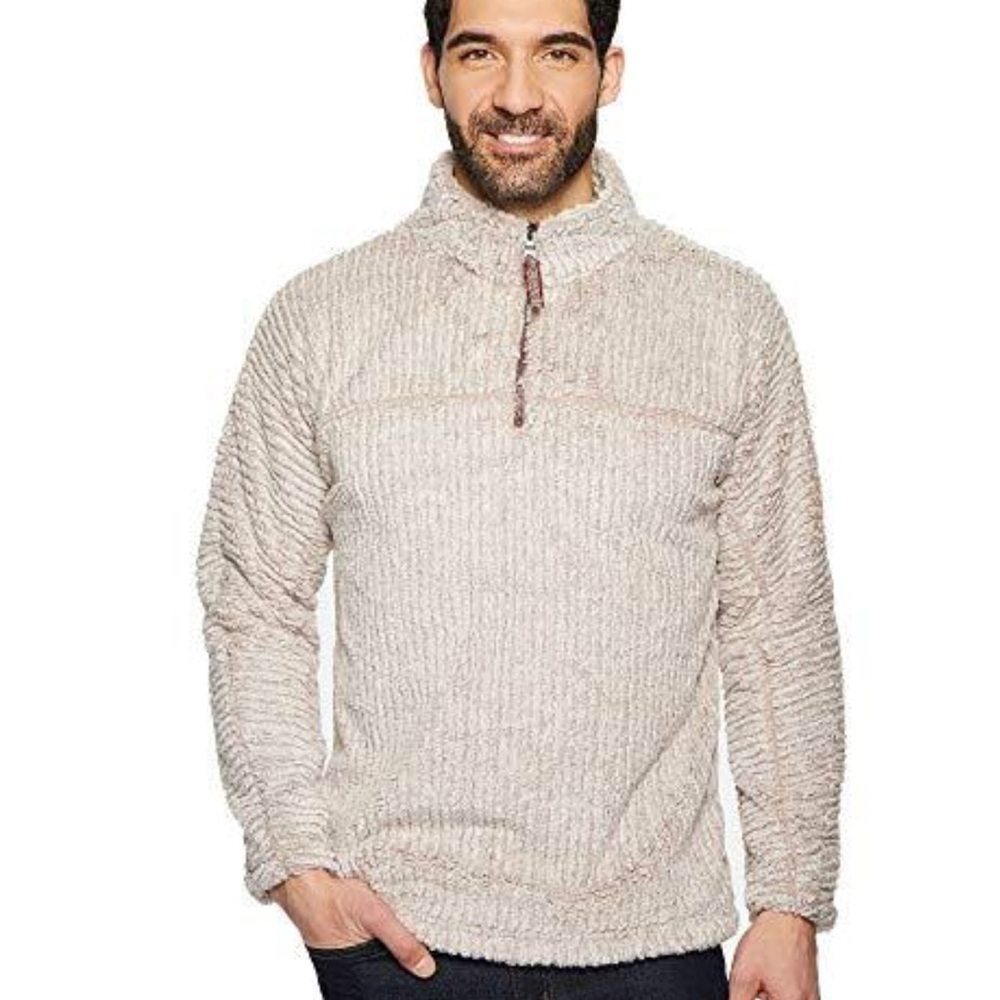 True Grit Frosty Cord pile 1/4 zip pullover jacket Oatmeal Size Small
